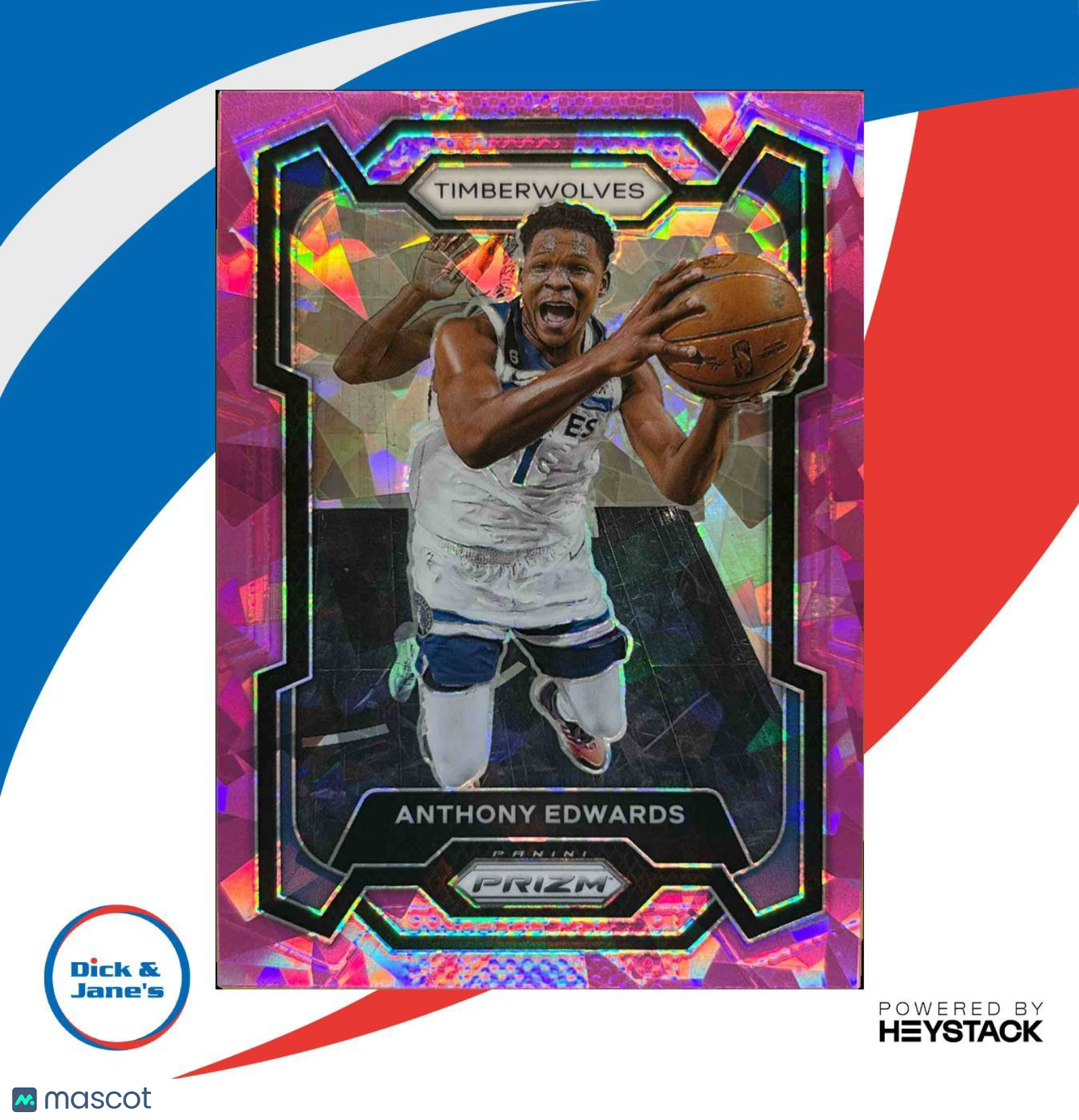 2023-24 Panini Prizm Anthony Edwards Prizms Pink Ice #108 Minnesota Timberwolves - Sports Cards