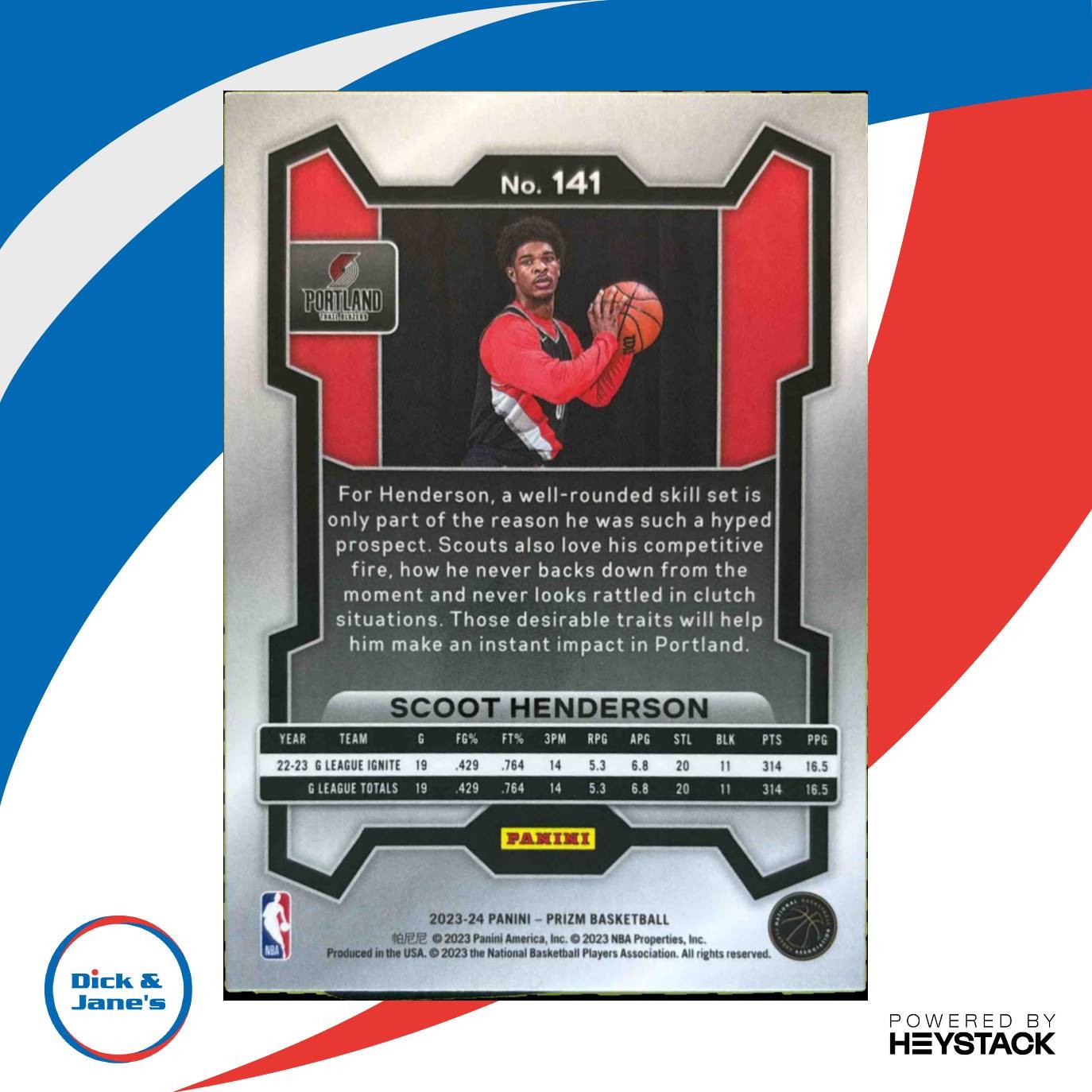 2023-24 Panini Prizm Scoot Henderson #141 RC Portland Trail Blazers - Sports Cards