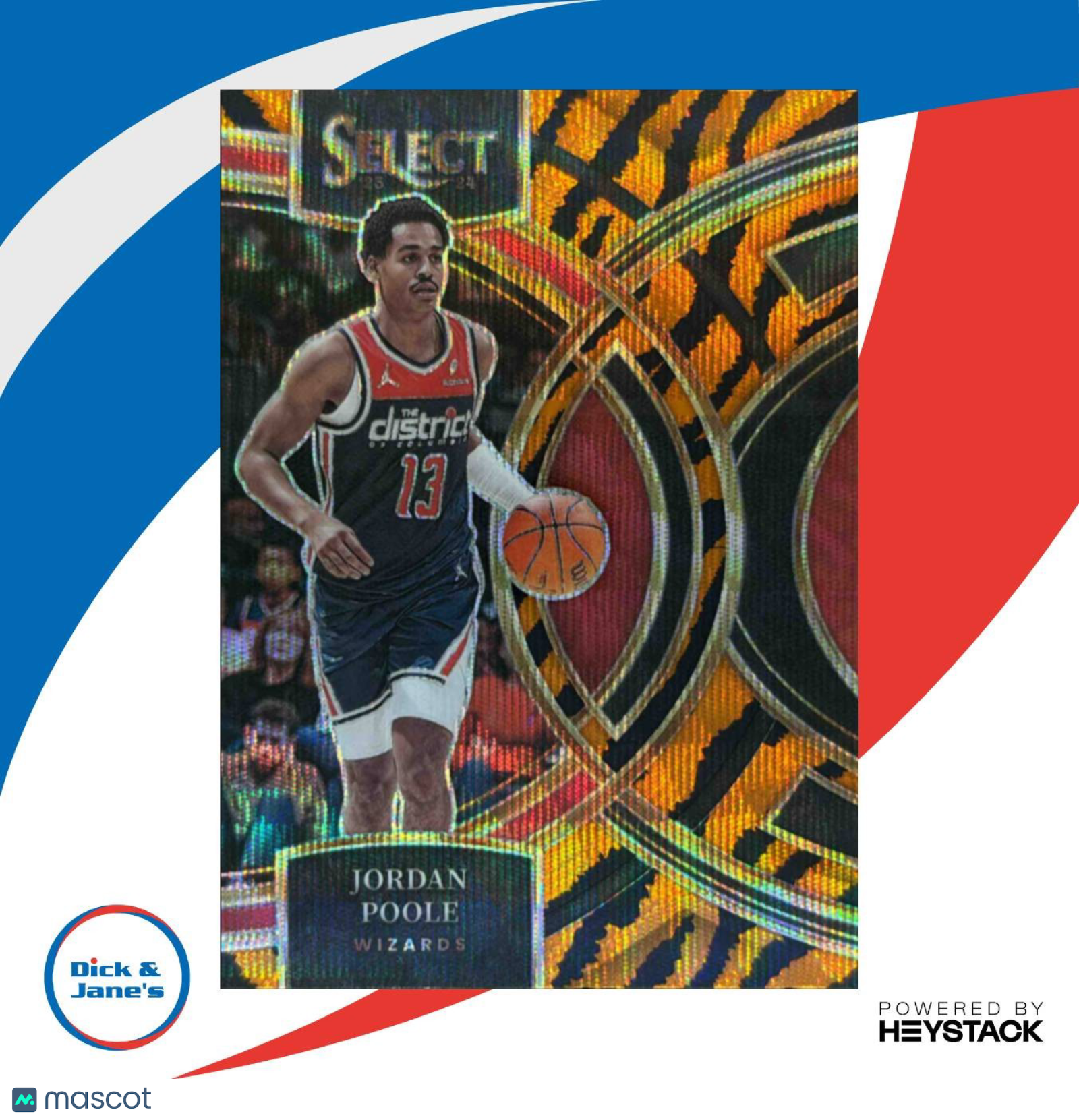 2023-24 Panini Select Jordan Poole Tiger Prizms #183 Premier Washington Wizards - Sports Cards