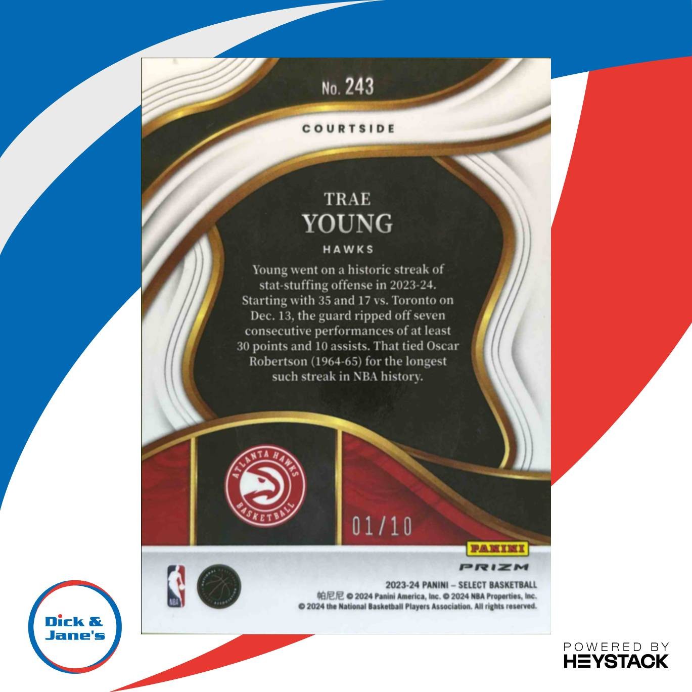 2023-24 Panini Select Trae Young Gold Wave Prizms 1/10 Courtside Atlanta Hawks - Sports Cards