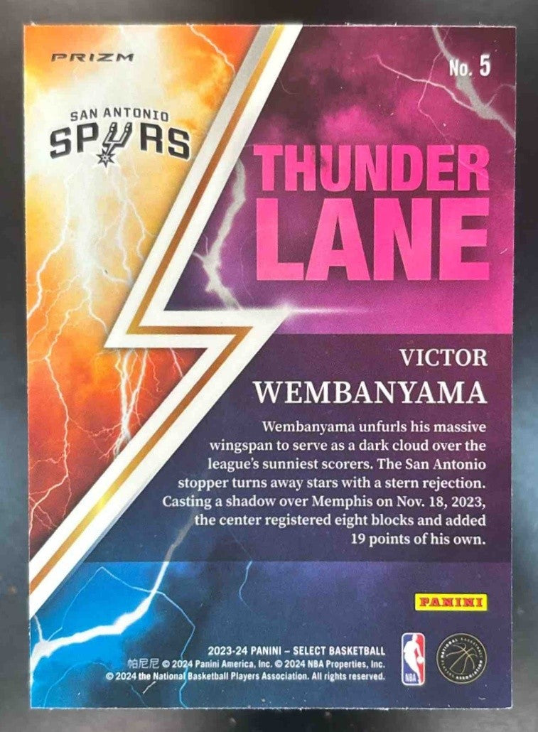 2023-24 Panini Select Victor Wembanyama Thunder Lane Silver Prizms #5 RC Spurs - Sports Cards