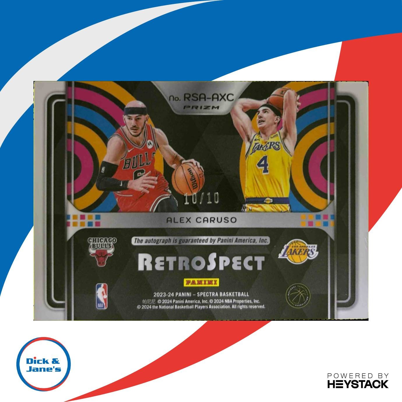 2023 24 Panini Spectra Alex Caruso Retrospect Auto Gold 10/10 Bulls Lakers Sports Cards