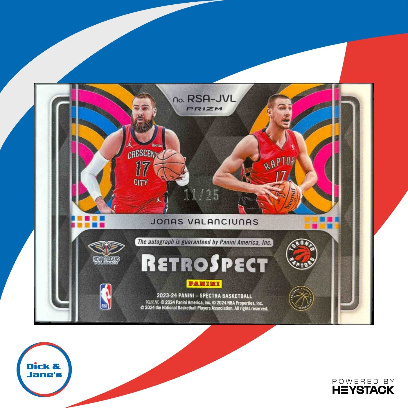 2023-24 Panini Spectra Jonas Valanciunas Retrospect Auto Meta /25 - Sports Cards