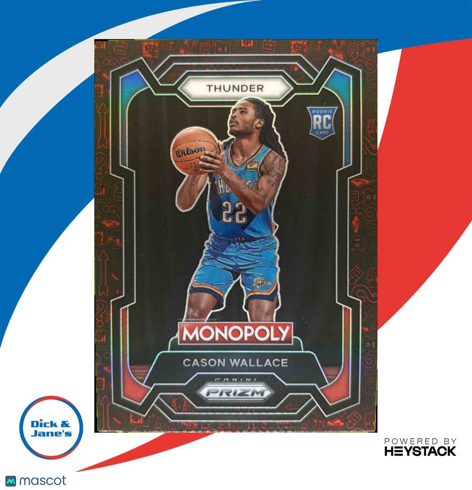 2023-24 Prizm Monopoly Cason Wallace Man Red Pattern 63 RC Oklahoma City Thunder - Sports Cards
