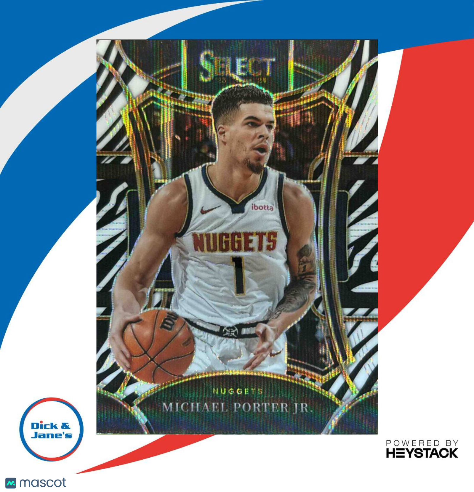 2023-24 Select Michael Porter Jr. Zebra Prizm SSP #378 Mezzanine Denver Nuggets - Sports Cards