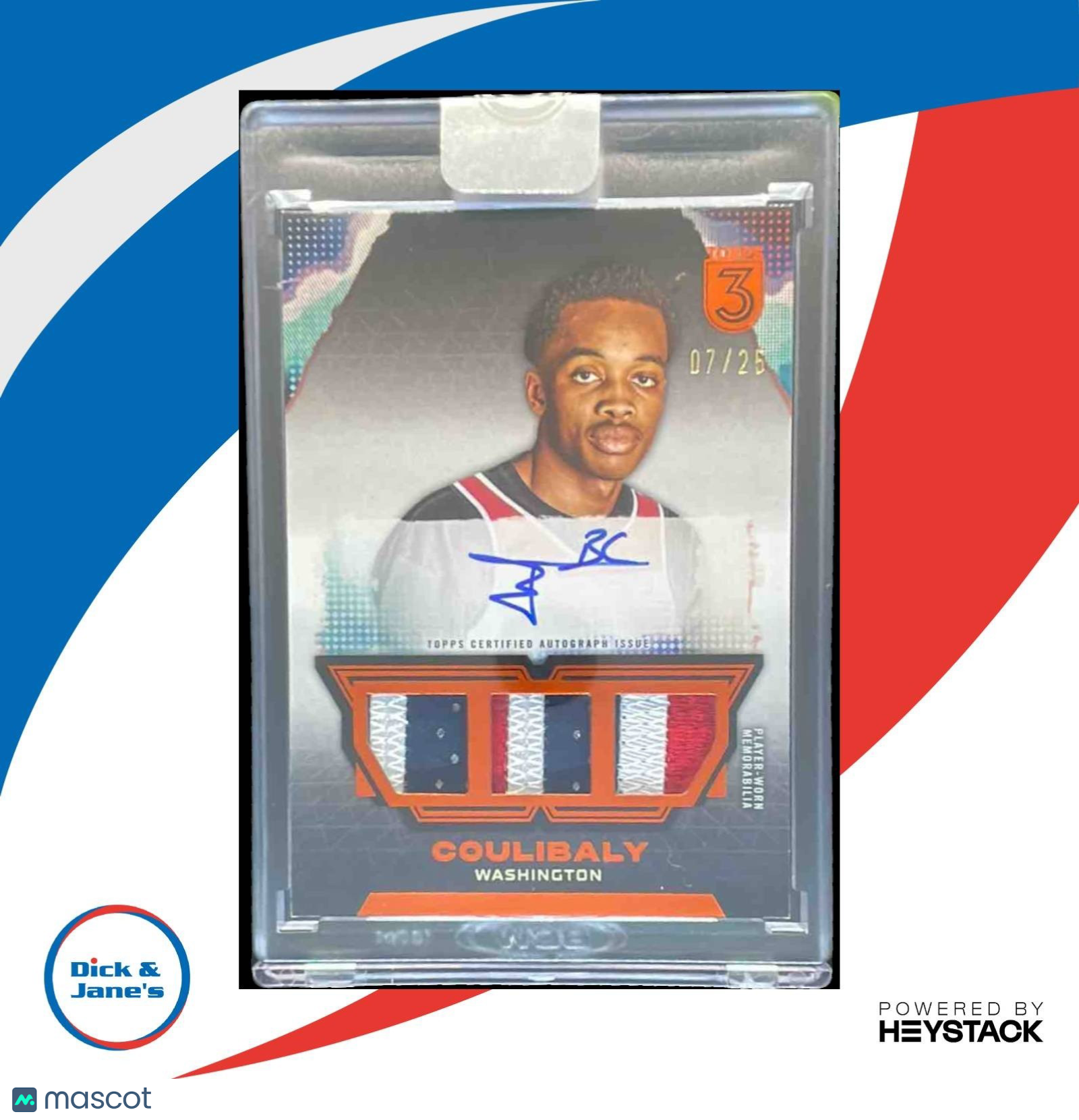 2023-24 Topps 3 Bilal Coulibaly Triple Relics Auto Prime Bronze 7/25 Wizards - Sports Cards