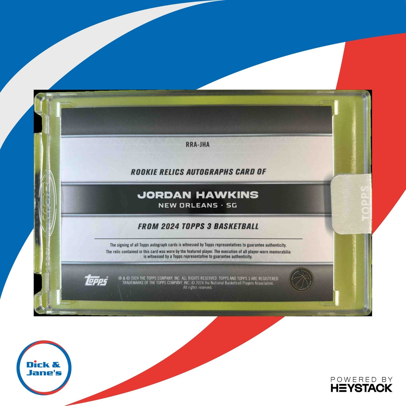 2023-24 Topps 3 Jordan Hawkins Rookie Relics Auto Prime Bronze 16/25 New Orleans - Sports Cards