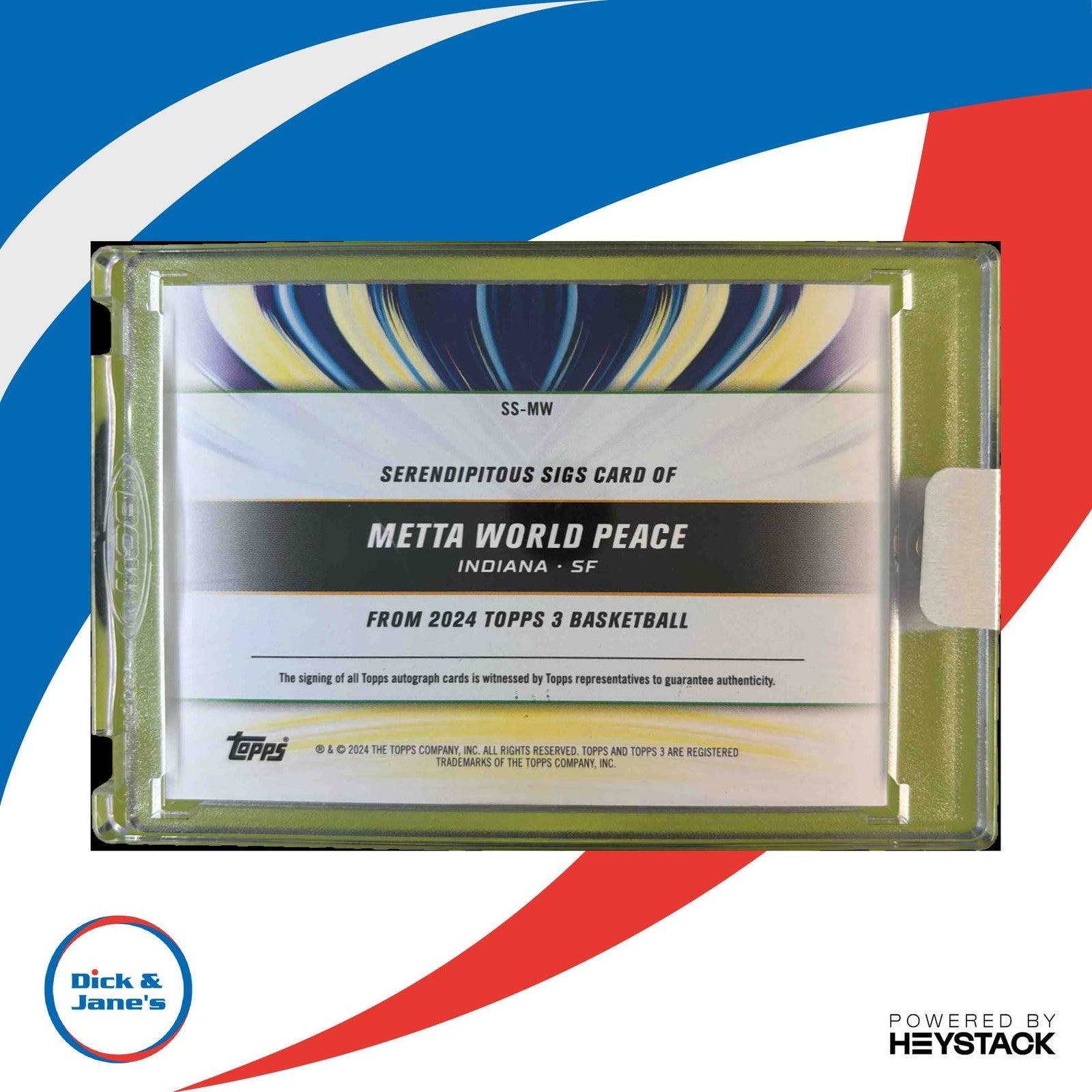 2023 24 Topps 3 Metta World Peace Serendipitous Sigs 42/49 Auto Indiana Pacers Sports Cards