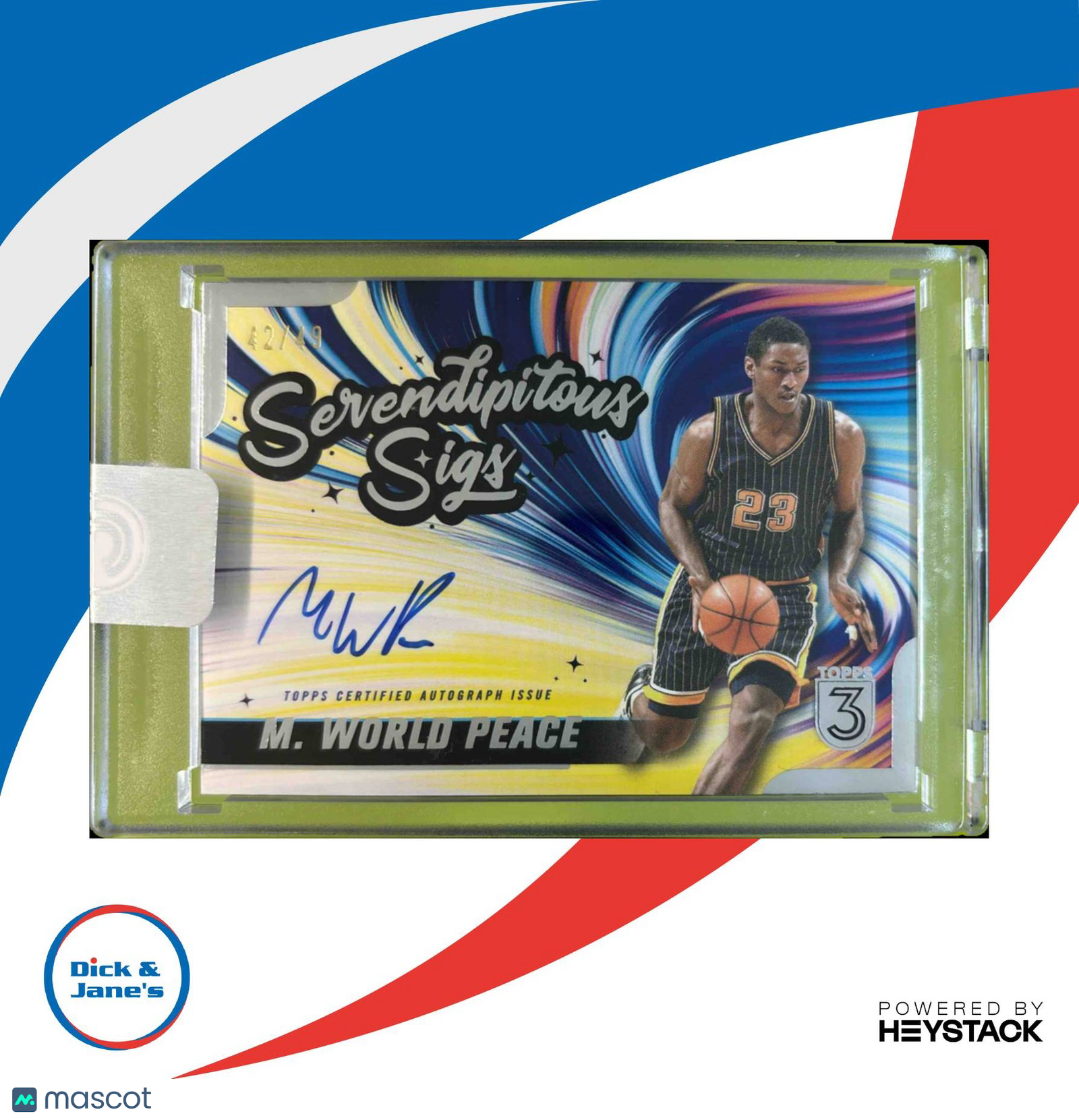 2023 24 Topps 3 Metta World Peace Serendipitous Sigs 42/49 Auto Indiana Pacers Sports Cards