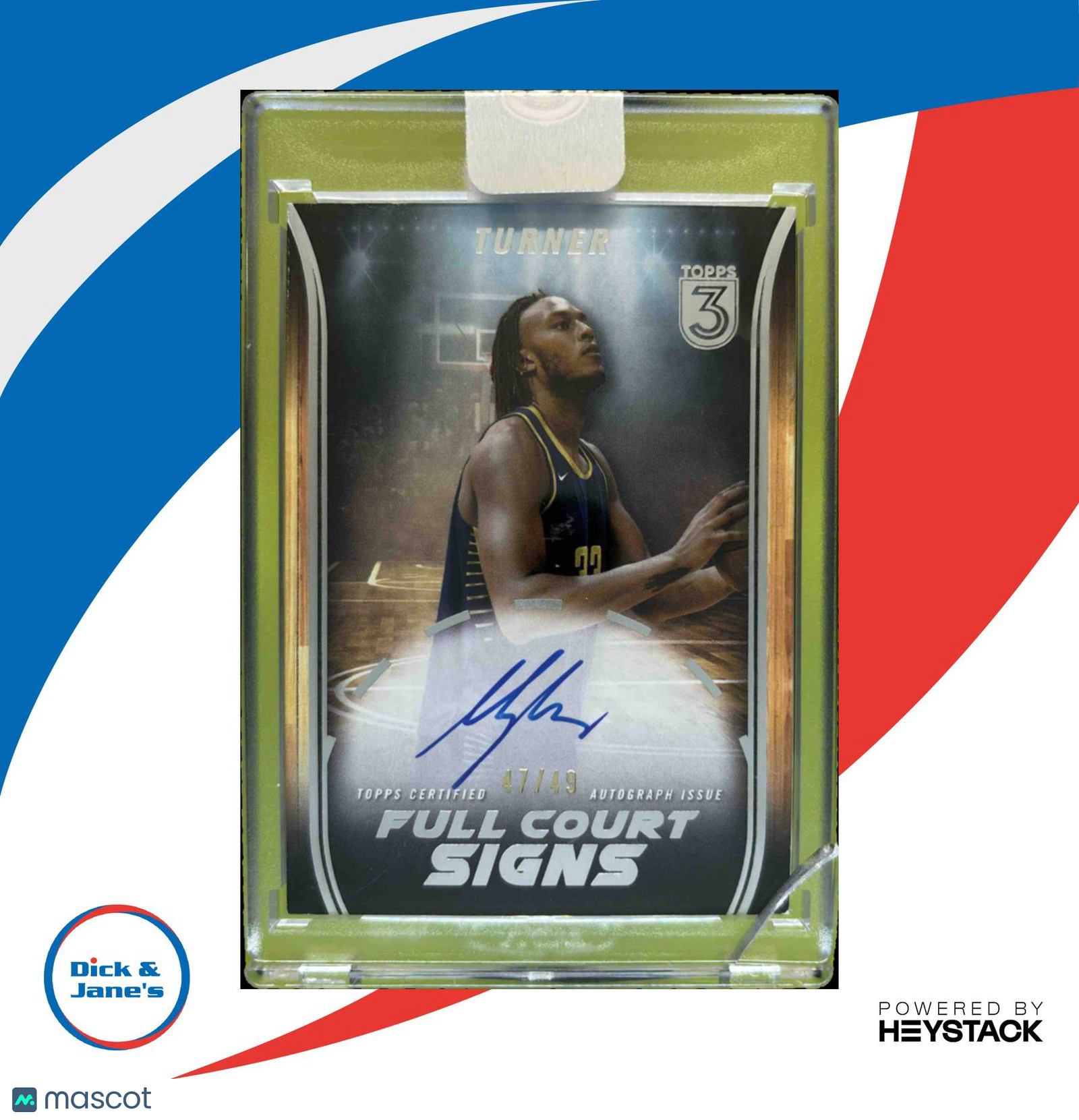 2023 24 Topps 3 Myles Turner Full Court Signs 47/49 #FCS MT Auto Indiana Pacers Sports Cards