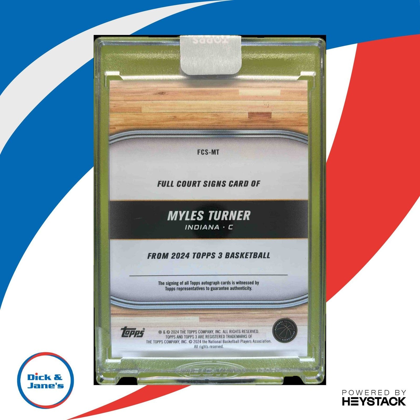 2023 24 Topps 3 Myles Turner Full Court Signs 47/49 #FCS MT Auto Indiana Pacers Sports Cards