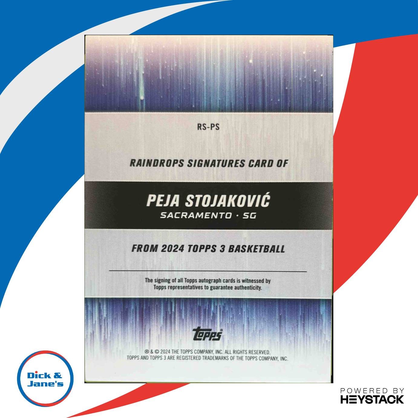 2023-24 Topps 3 Peja Stojakovic Raindrops Signatures Bronze /25 Auto Kings - Sports Cards