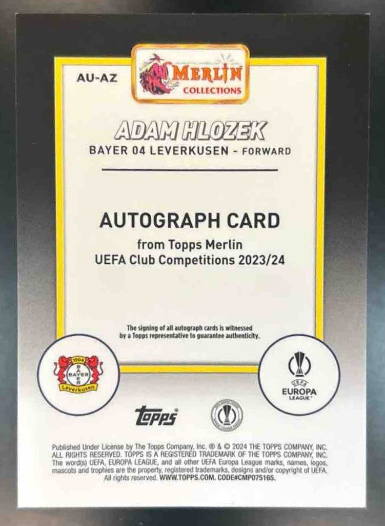 2023-24 Topps Chrome Merlin UEFA Club Adam Hlozek Auto Mojo /99 Leverkusen - Sports Cards