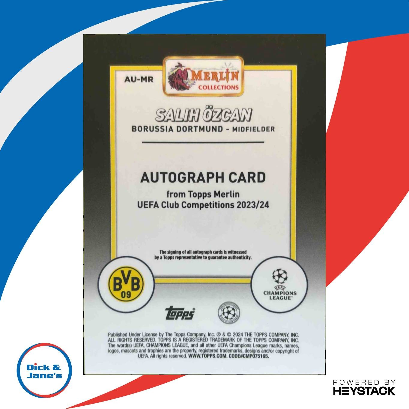 2023-24 Topps Chrome Merlin UEFA Club Competitions Salih Ozcan Auto Blue Ref /75 - Sports Cards