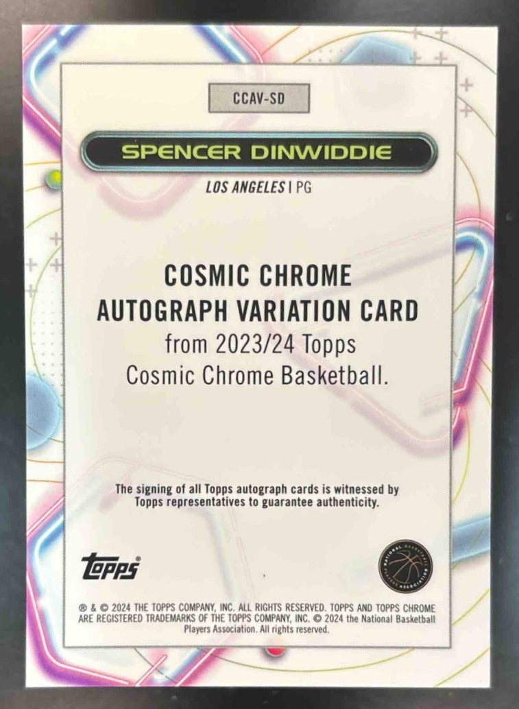 2023-24 Topps Cosmic Chrome Spencer Dinwiddie Auto Red Flare Refractor 1/5 - Sports Cards