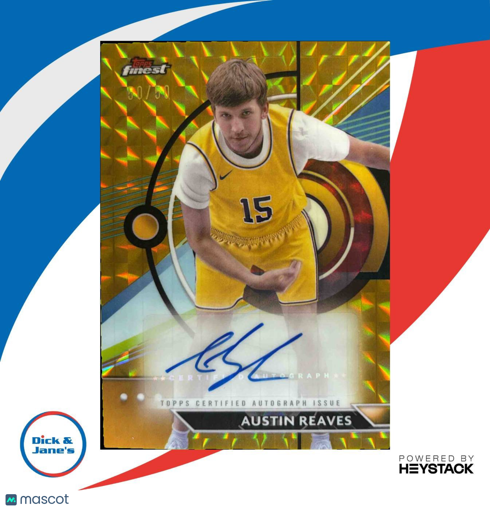 2023-24 Topps Finest Austin Reaves Auto Gold Geometric Refractor 50/50 Lakers - Sports Cards