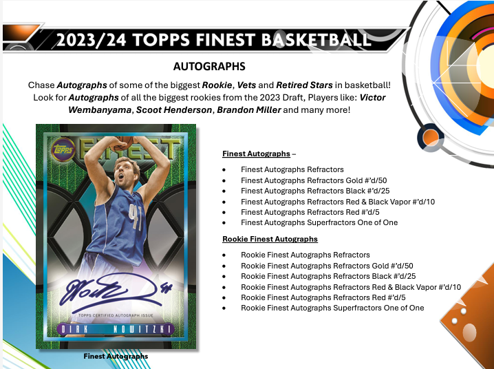 2023/24 Topps Finest Basketball Hobby Box (2 Autos) - NBA Hobby Box
