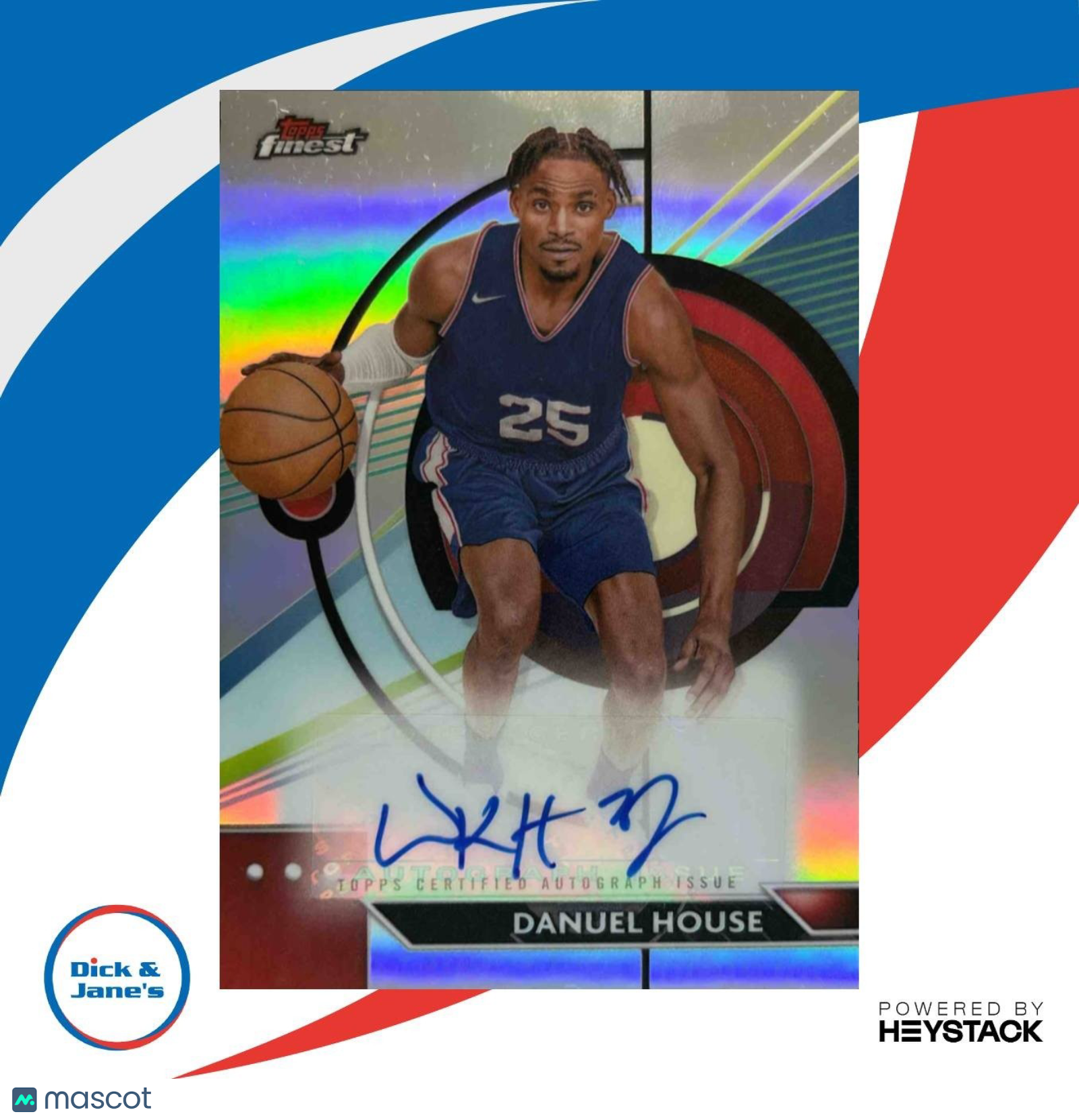 2023-24 Topps Finest Danuel House Jr Auto Refractor #FA-DH Detroit Pistons - Sports Cards