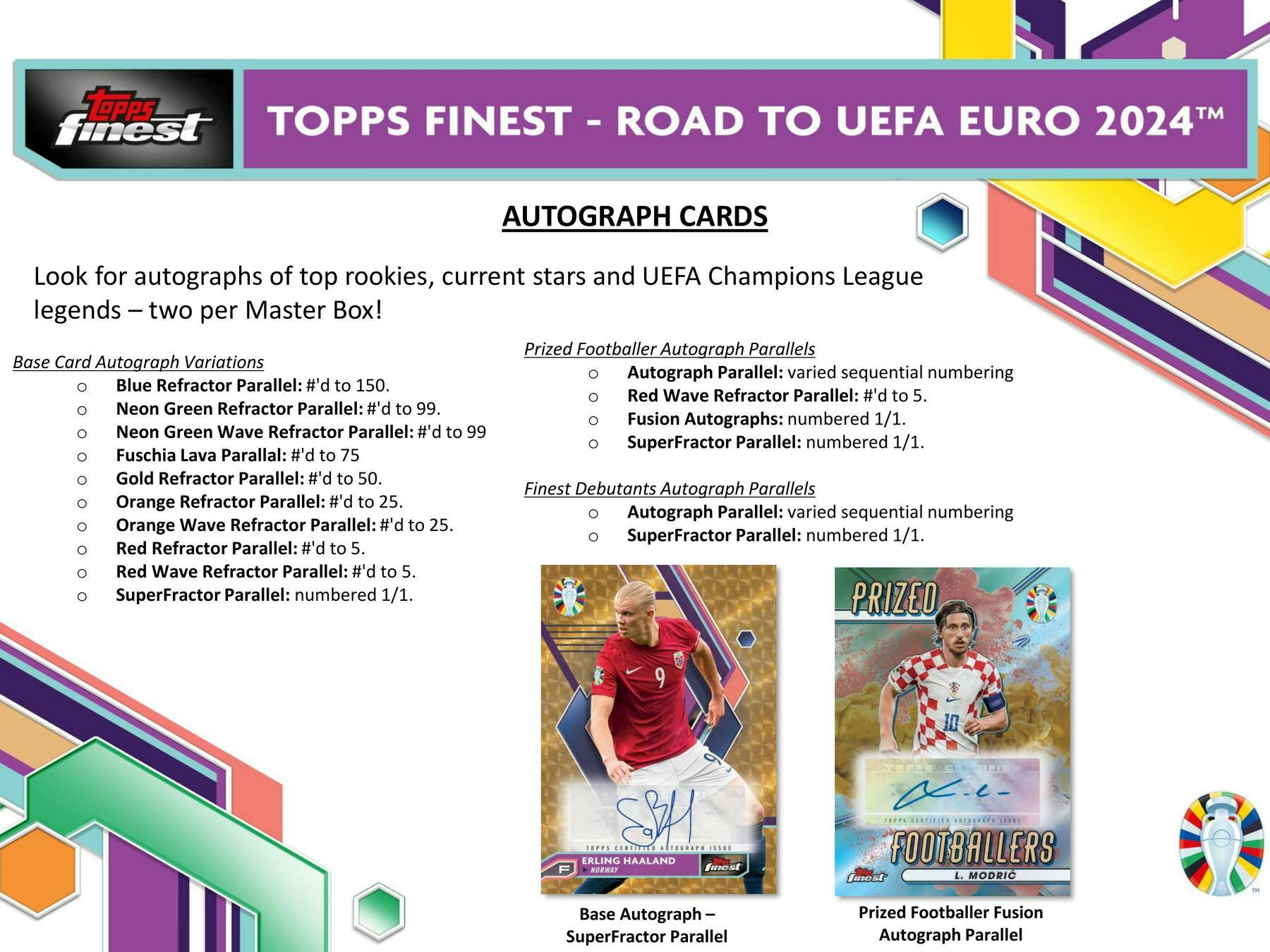 2023/24 Topps Finest Road to UEFA Euro Soccer Hobby Box (Master Box 2 Autos) Soccer Hobby Box