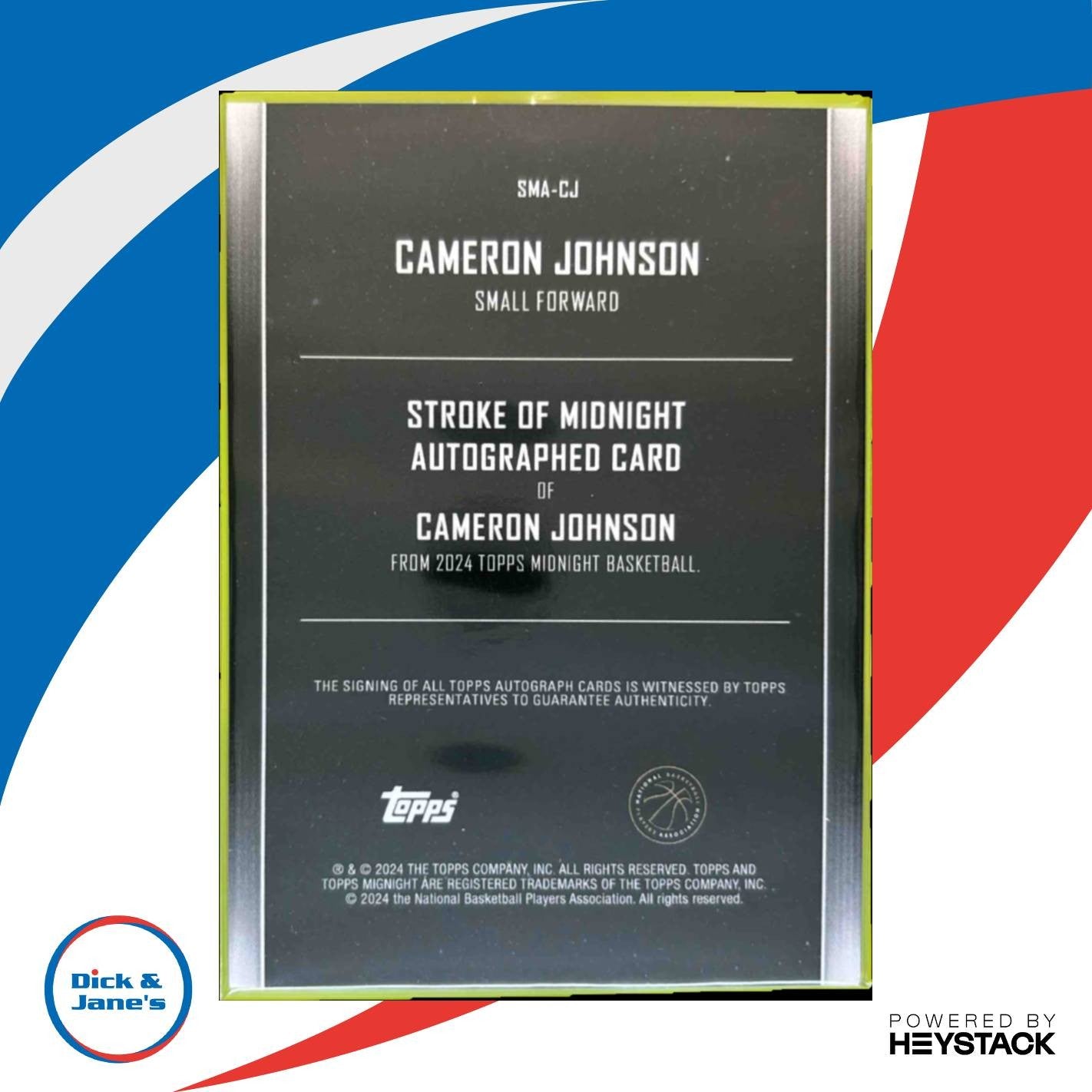 2023-24 Topps Midnight Cameron Johnson Stroke of Auto #SMA-CJ - Sports Cards