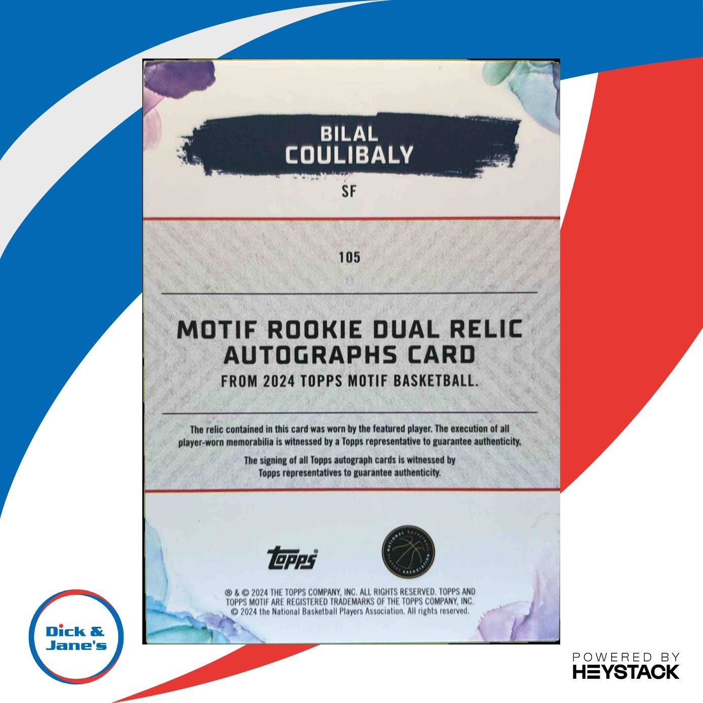 2023-24 Topps Motif Bilal Coulibaly Rookie Dual Relic Auto 41/49 #105 MEM RC - Sports Cards