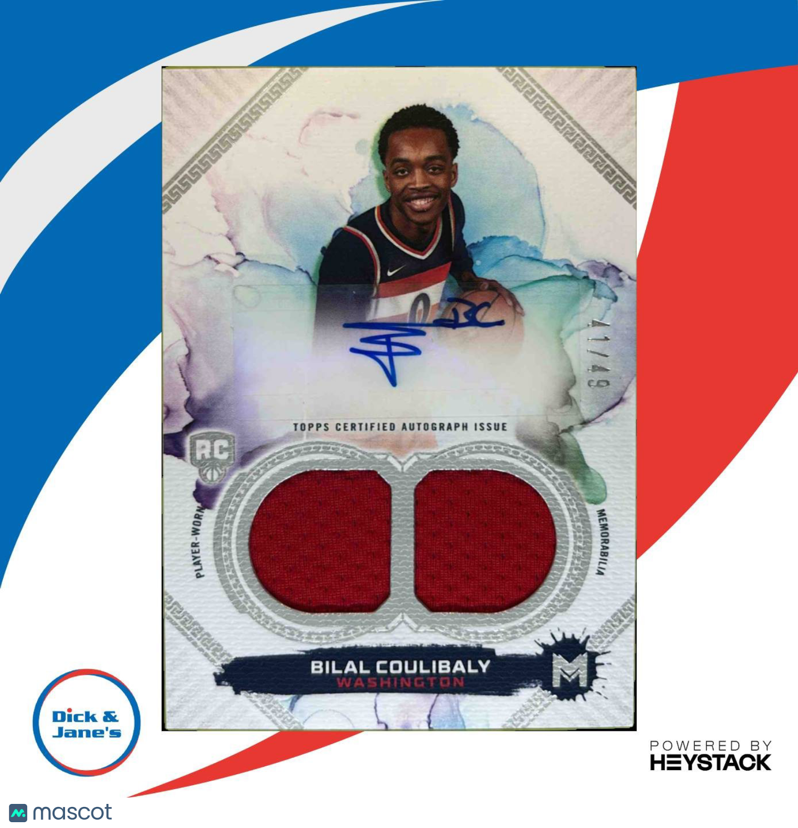 2023-24 Topps Motif Bilal Coulibaly Rookie Dual Relic Auto 41/49 #105 MEM RC - Sports Cards