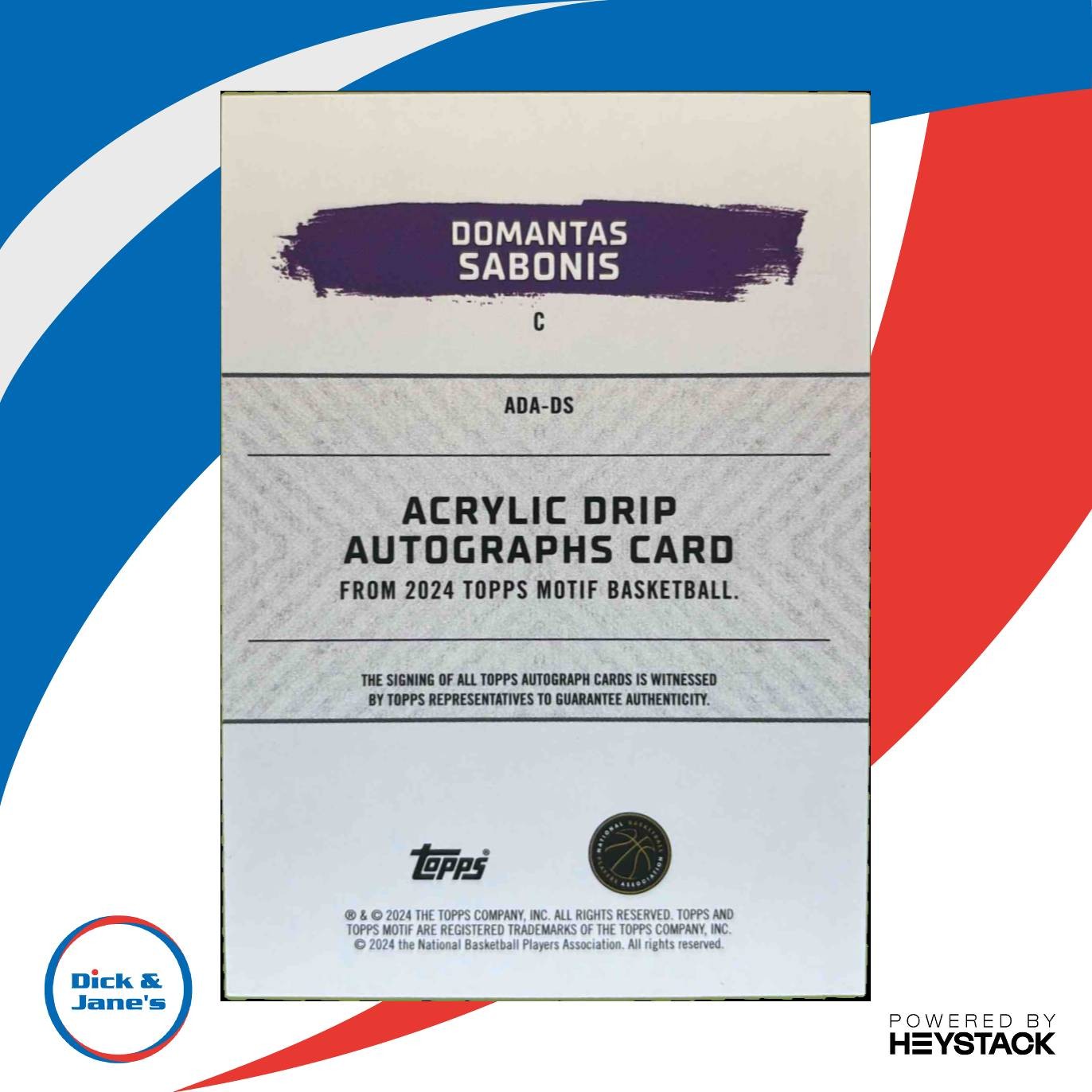 2023-24 Topps Motif Domantas Sabonis Acrylic Drip Auto Windsor Green 2/10 Kings - Sports Cards