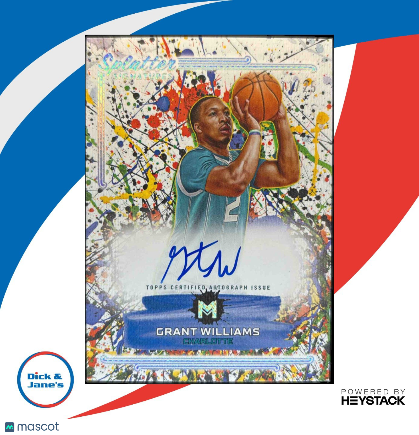 2023-24 Topps Motif Grant Williams Splatter Signatures 11/25 Auto Charlotte - Sports Cards