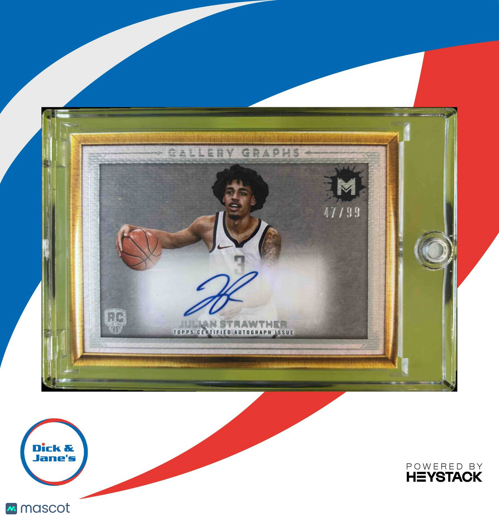 2023-24 Topps Motif Julian Strawther Gallery Graphs 47/99 RC Auto Denver Nuggets - Sports Cards