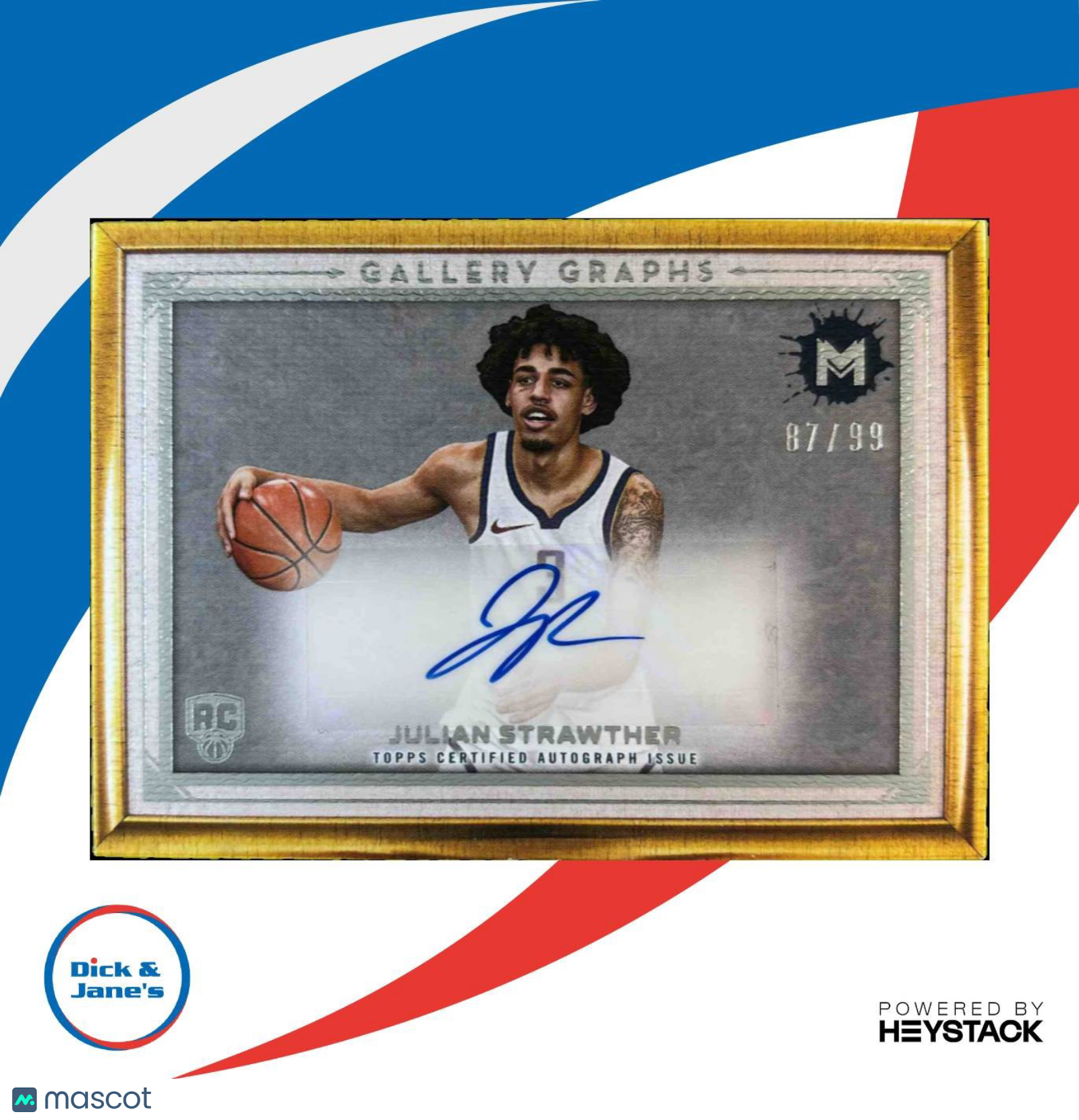 2023-24 Topps Motif Julian Strawther Gallery Graphs 87/99 #GG-JS RC Auto Nuggets - Sports Cards