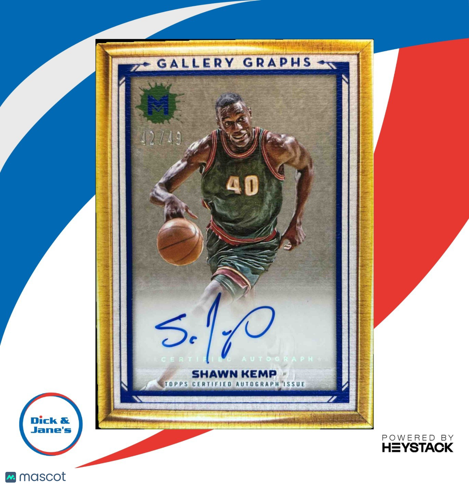 2023-24 Topps Motif Shawn Kemp Gallery Graphs Ultramarine Blue 42/49 #GG-SK Auto - Sports Cards