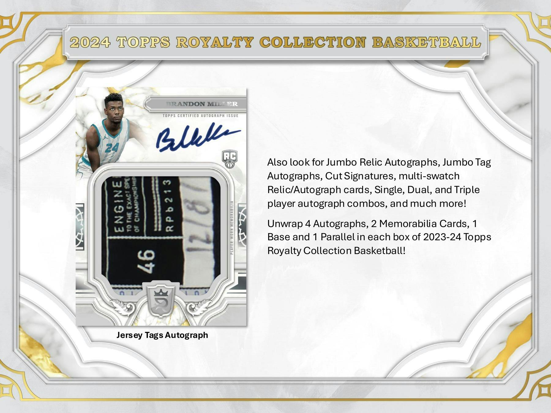 2023/24 Topps Royalty Collection Basketball Hobby Box / SEP 25TH - NBA Hobby Box