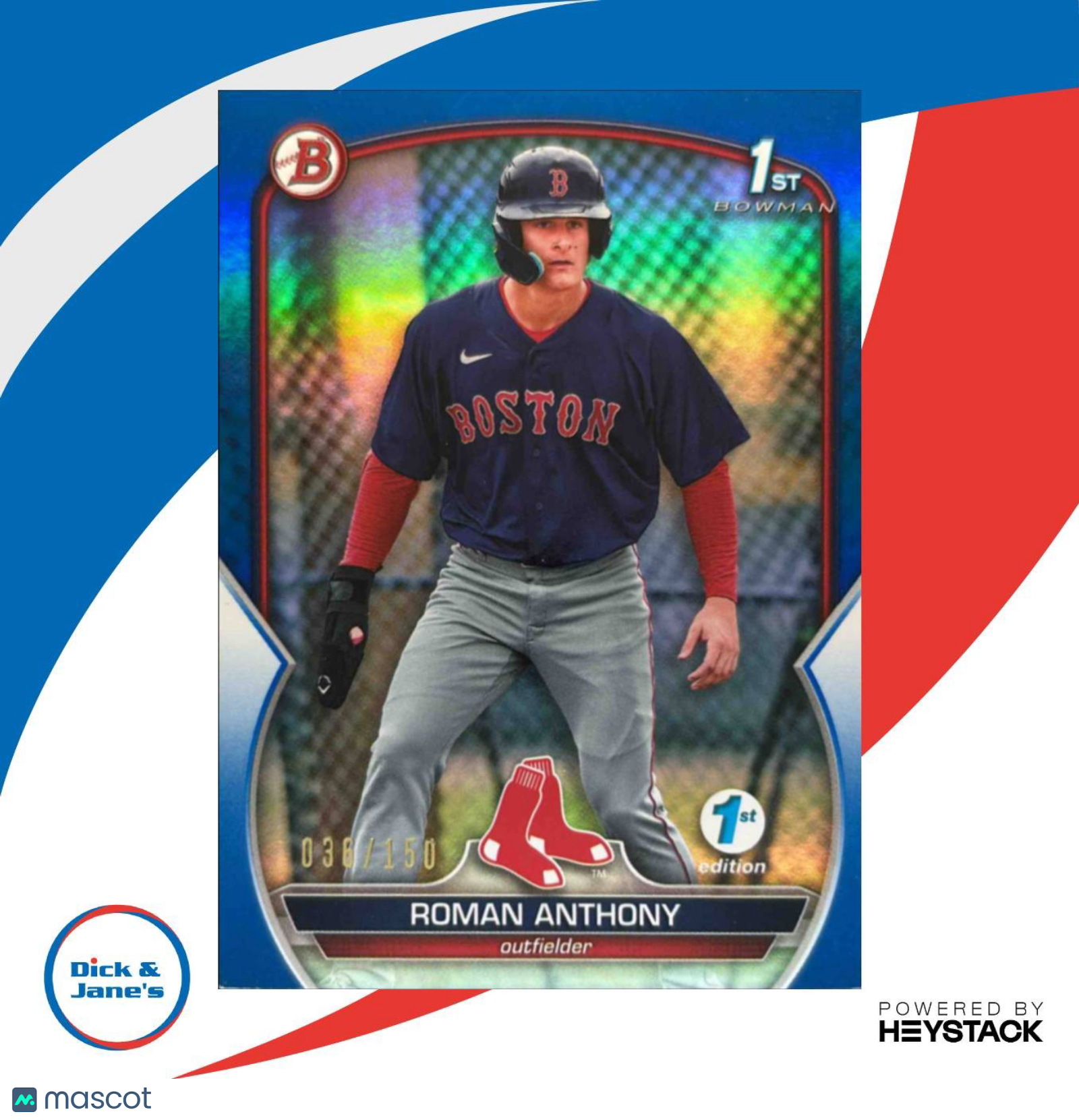 2023 Bowman 1st Edition Roman Anthony Blue Foil 38/150 #BPPF-71 Boston Red Sox - Sports Cards