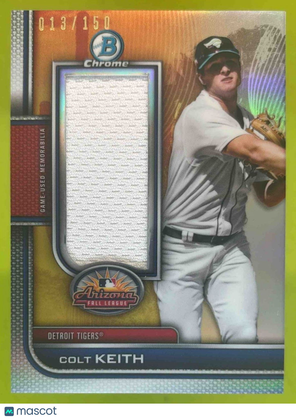 2023 Bowman Chrome Colt Keith 2022 AFL Relics 13/150 #AFLR-CK Detroit Tigers - Sports Cards