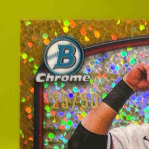 2023 Bowman Chrome Luis Guanipa Auto Gold Speckle /50 1st Prospect Braves - Sports Cards