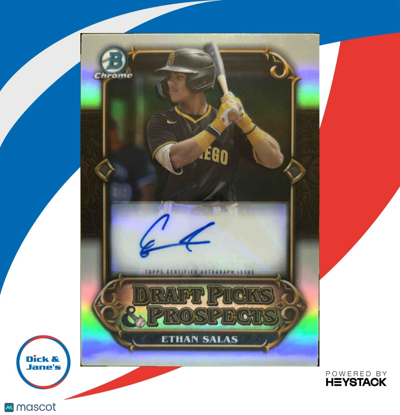 2023 Bowman Draft Ethan Salas Picks & Prospects Auto /99 RC San Diego Padres - Sports Cards