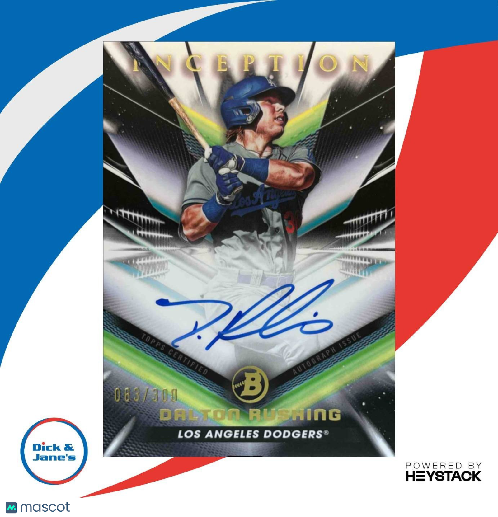 2023 Bowman Inception Dalton Rushing Auto 83/300 #BPA-DR Los Angeles Dodgers - Sports Cards