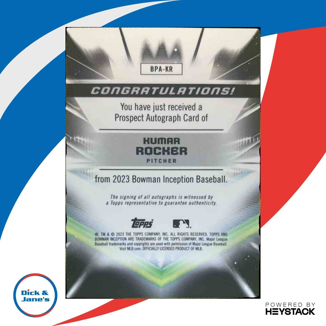 2023 Bowman Inception Kumar Rocker Auto Gold Foil Electricity /50 Texas Rangers - Sports Cards