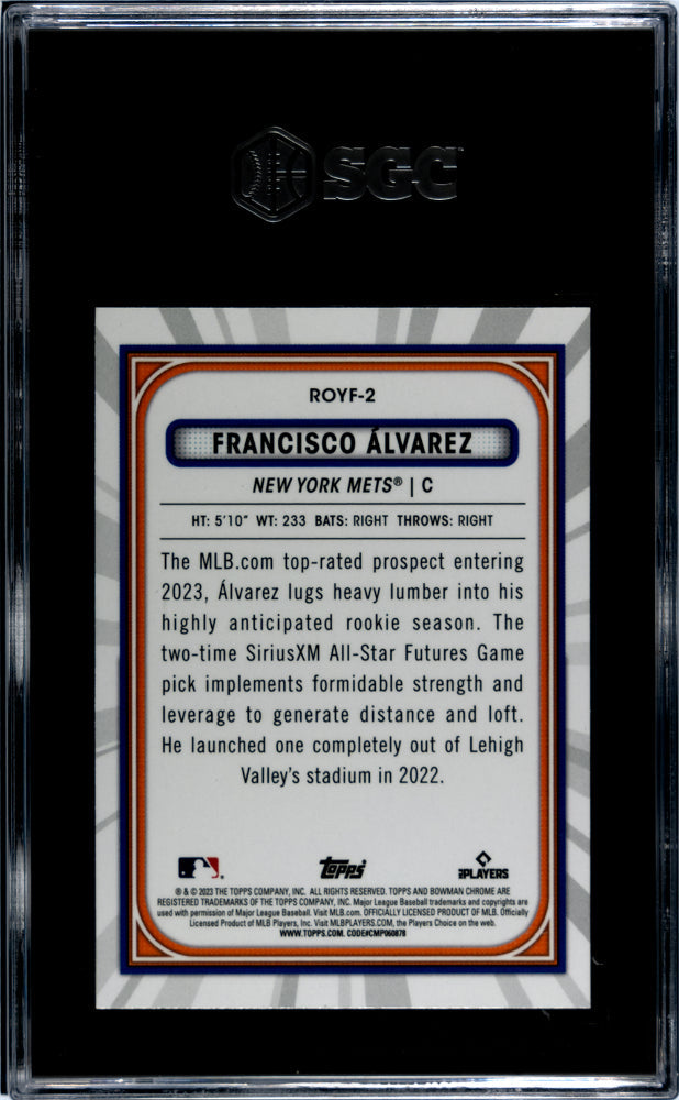 2023 Bowman Mega Box Francisco Alvarez Rookie of the Year Favorite ROY SGC 10 - Graded Sports Cards