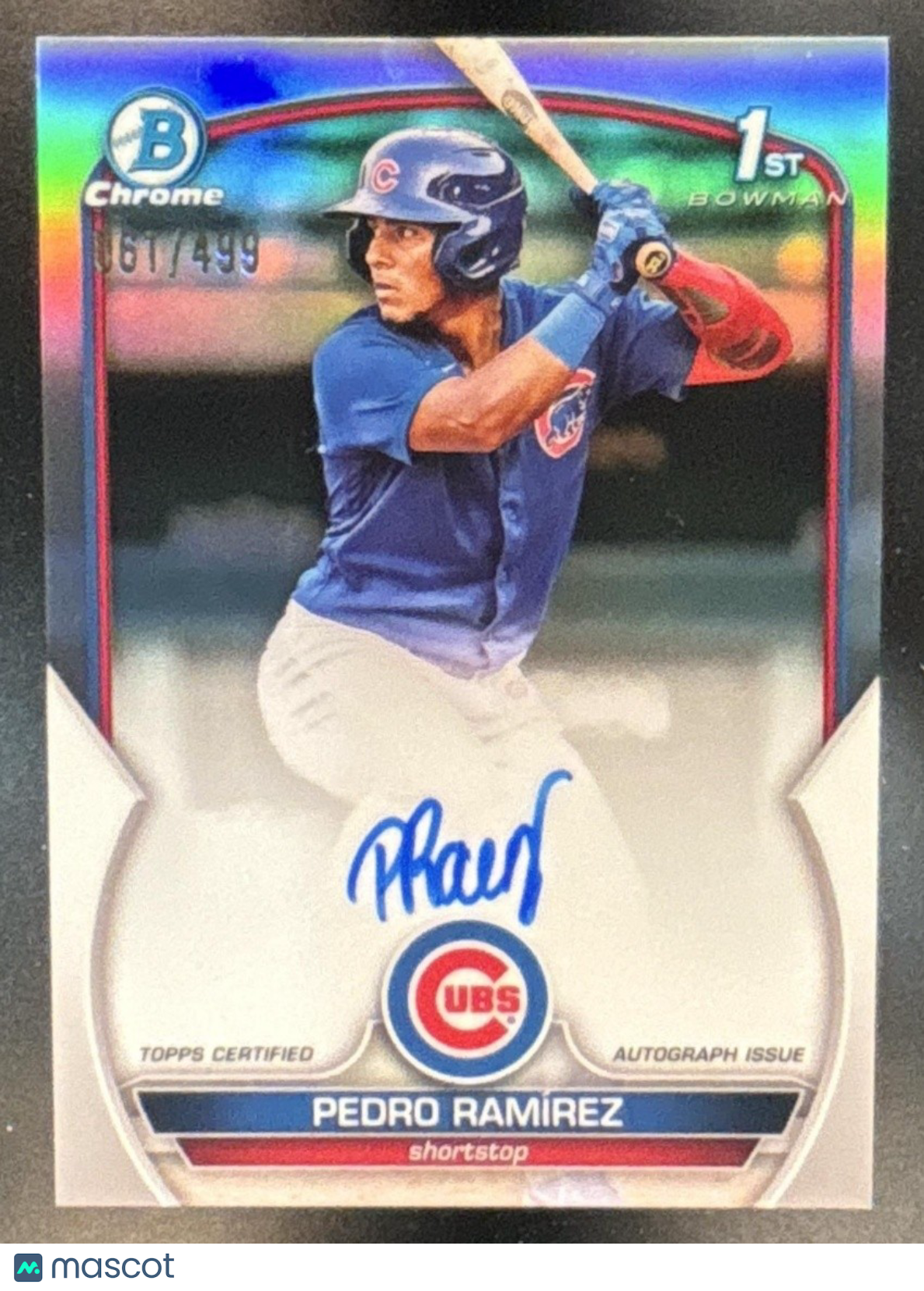 2023 Bowman Pedro Ramirez Chrome Auto Refractor /499 1st Prospect Chicago Cubs - Sports Cards