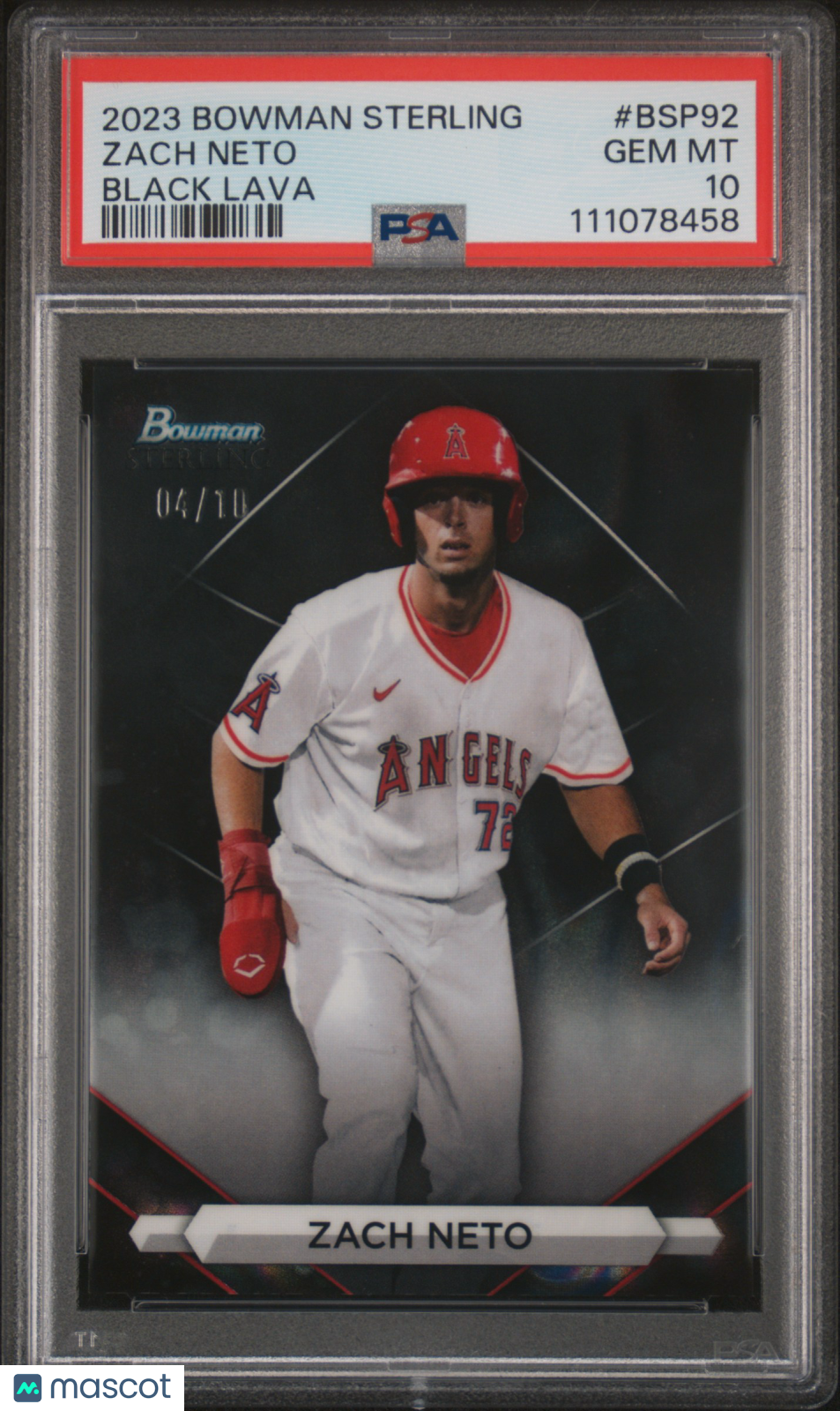 2023 Bowman Sterling Zach Neto Black Lava 04/10 #BSP92 PSA 10 - Graded Sports Cards
