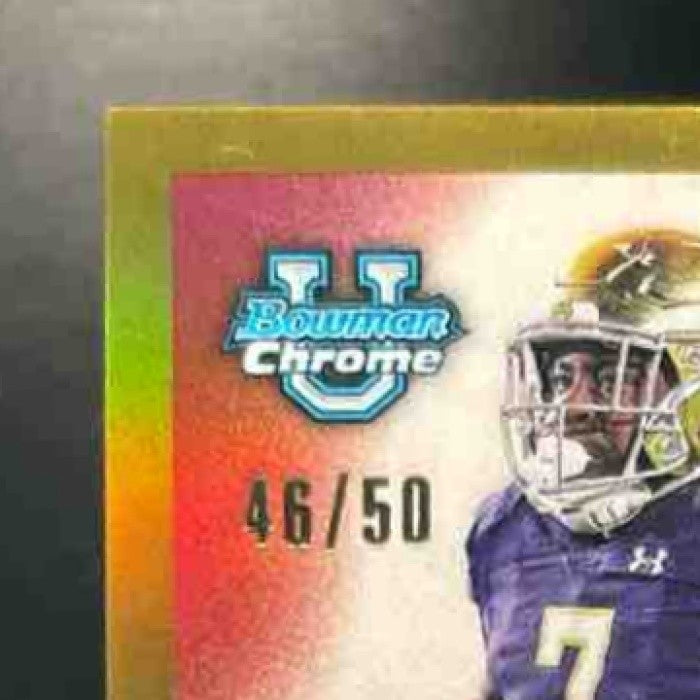 2023 Bowman University Chrome Audric Estime 1955 Football Auto Gold /50 Irish - Sports Cards