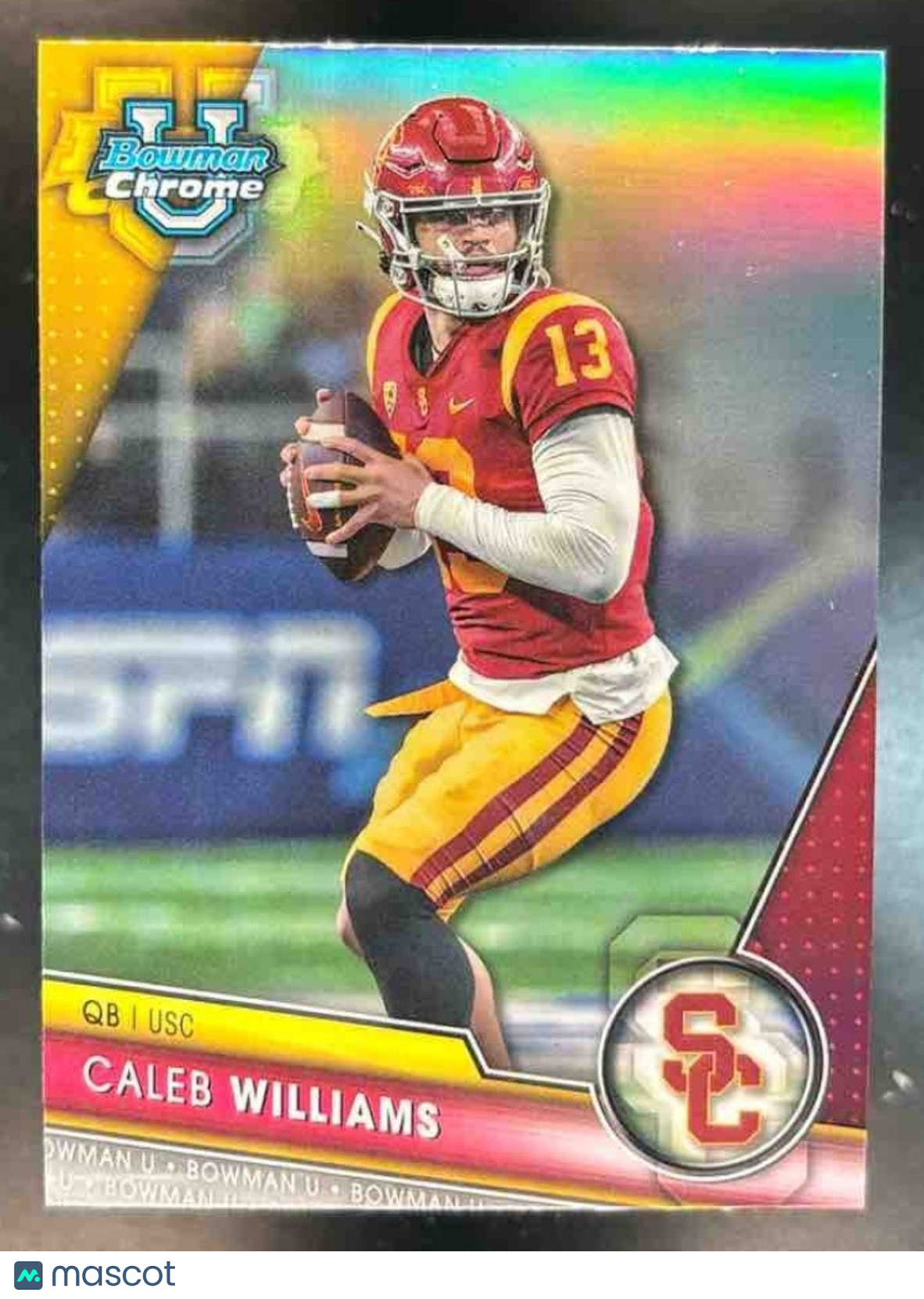 2023 Bowman University Chrome Caleb Williams Refractor #1 USC Trojans - Sports Cards