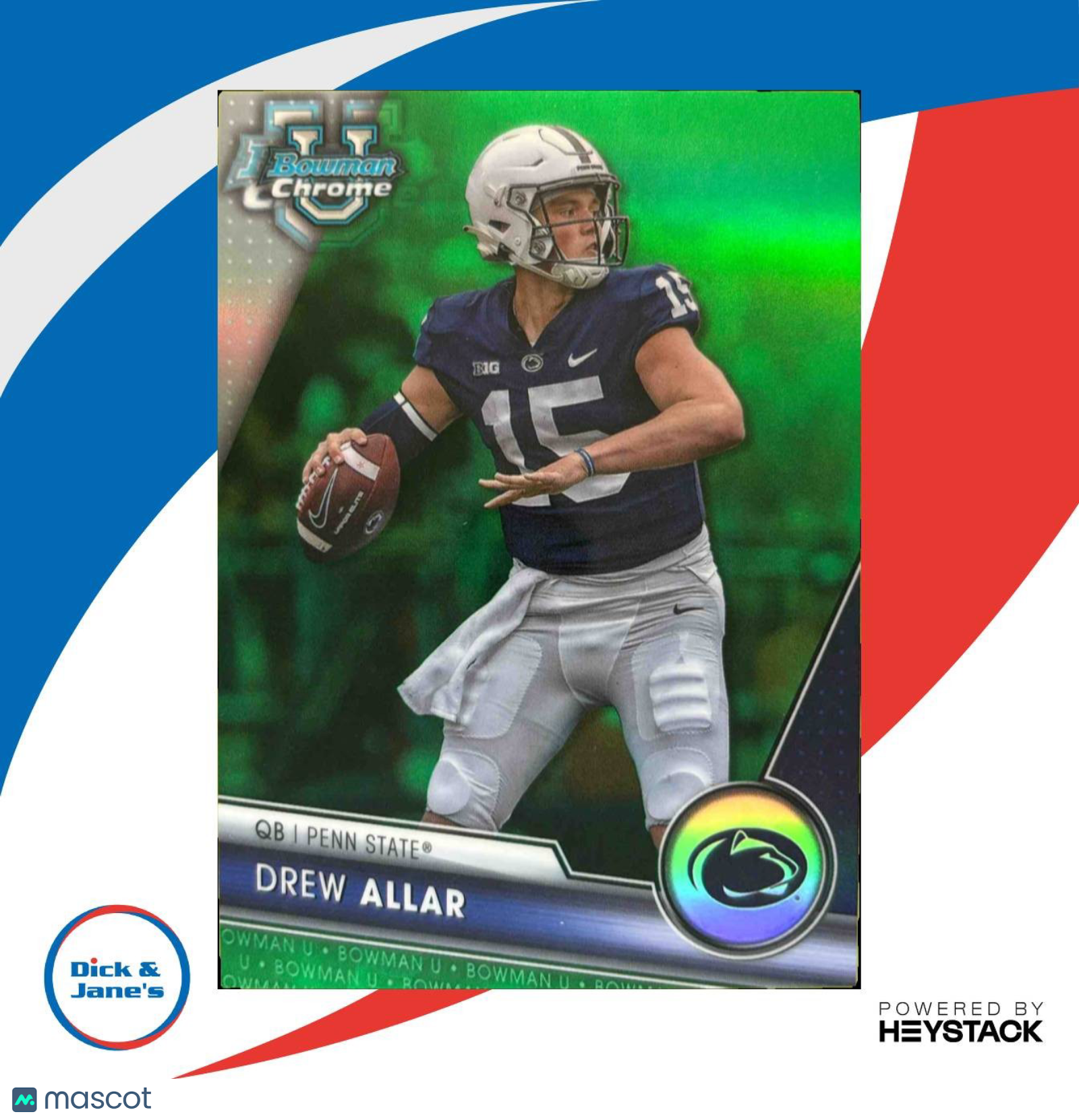 2023 Bowman University Chrome Drew Allar Green Shimmer Refractor 29/99 #113 - Sports Cards