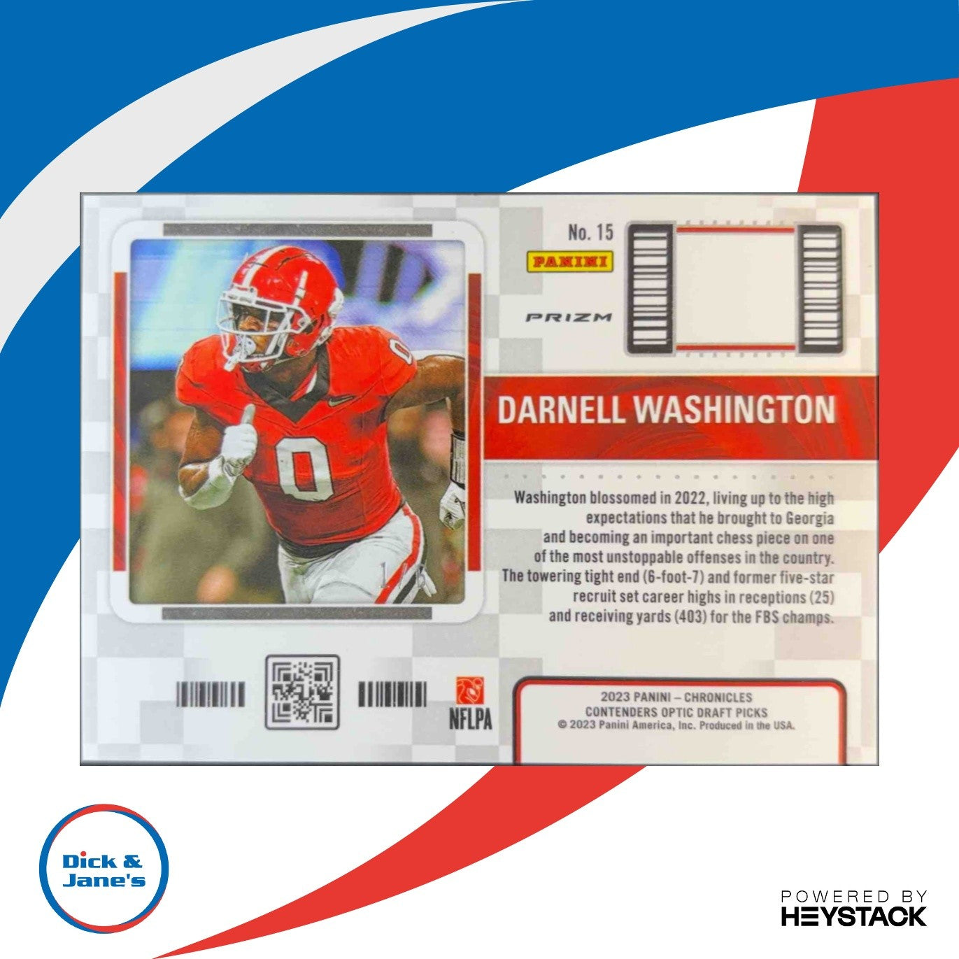 2023 Chronicles Draft Darnell Washington Contenders Optic Green Cracked Ice 1/6 - Sports Cards