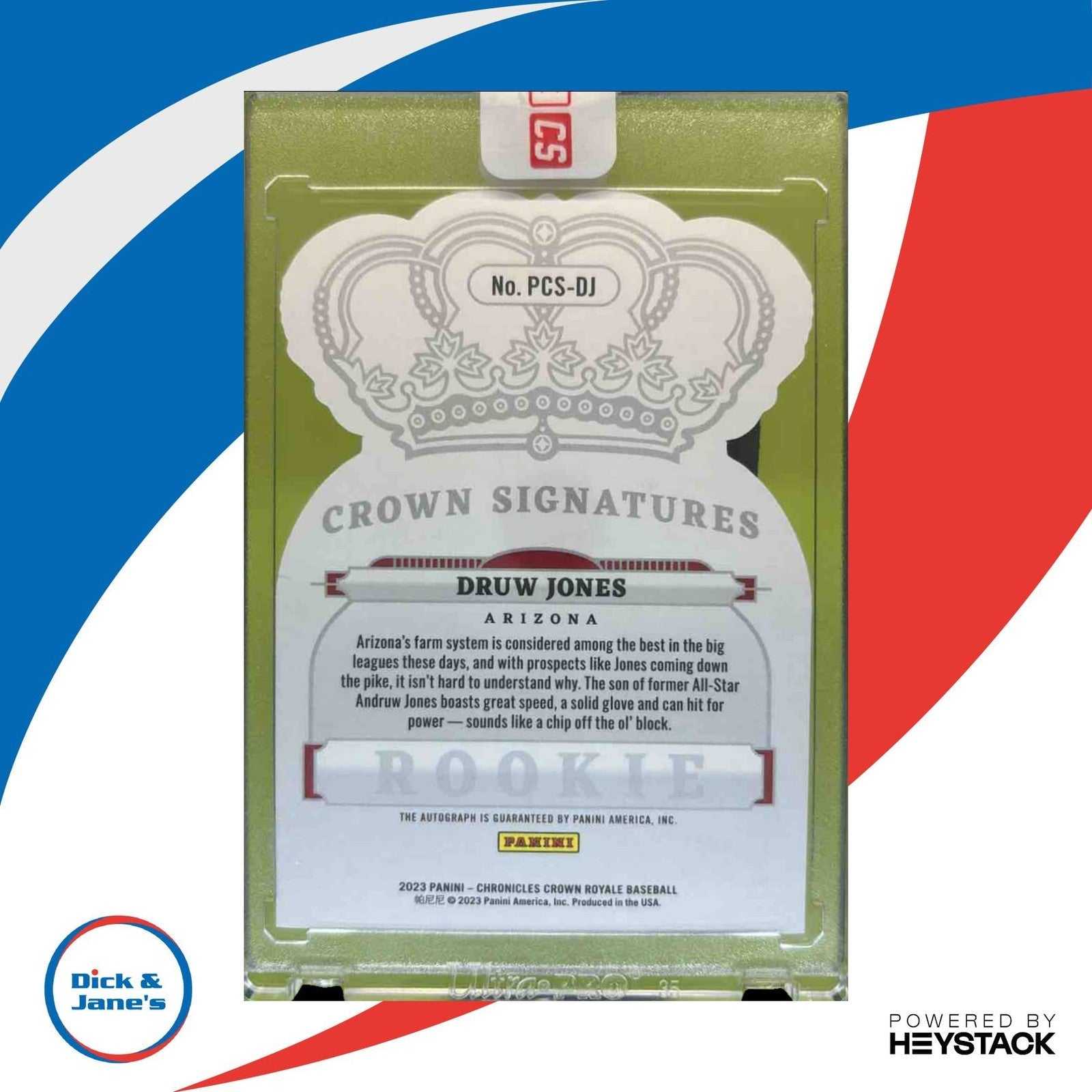 2023 Chronicles Druw Jones Rookie Crown Signatures Holo Silver /49 #Diamondbacks - Sports Cards