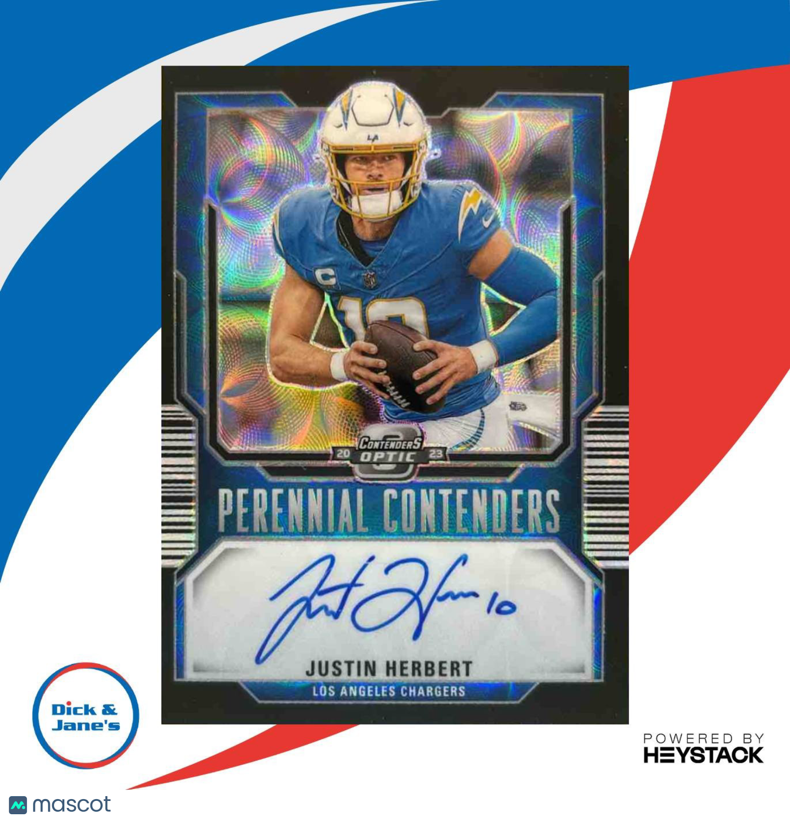 2023 Contenders Optic Justin Herbert Perennial Auto Black Scope 4/25 Chargers - Sports Cards