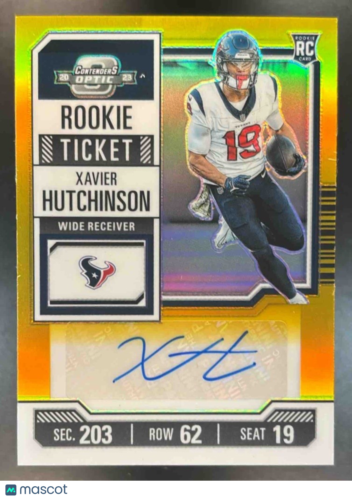 2023 Contenders Optic Xavier Hutchinson Gold 410 #206 Auto RC Houston Texans - Sports Cards