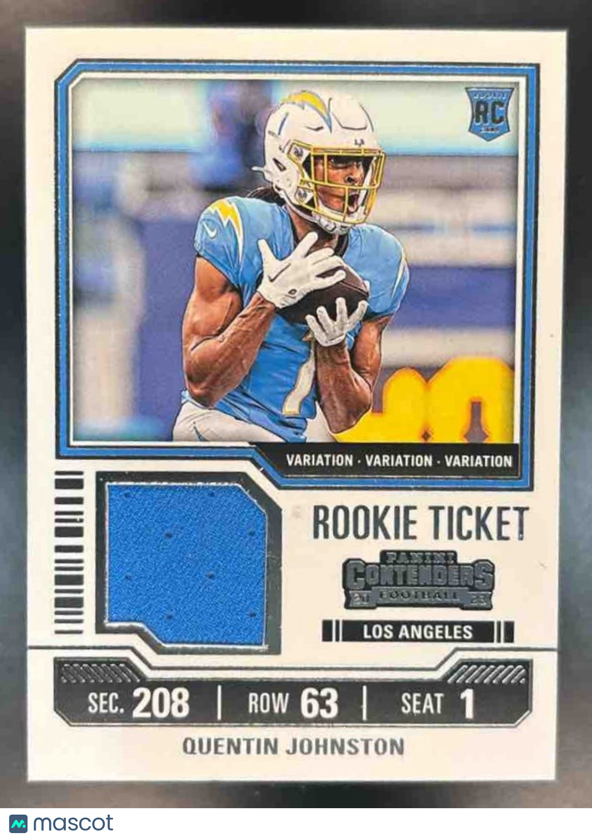 2023 Contenders Quentin Johnston Rookie Ticket Swatches Variations RC Chargers - Sports Cards