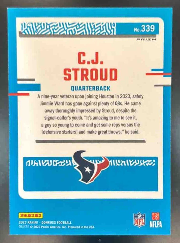 2023 Donruss C.J. Stroud Optic Rated Rookie Preview Red & Green #339 RC Texans - Sports Cards
